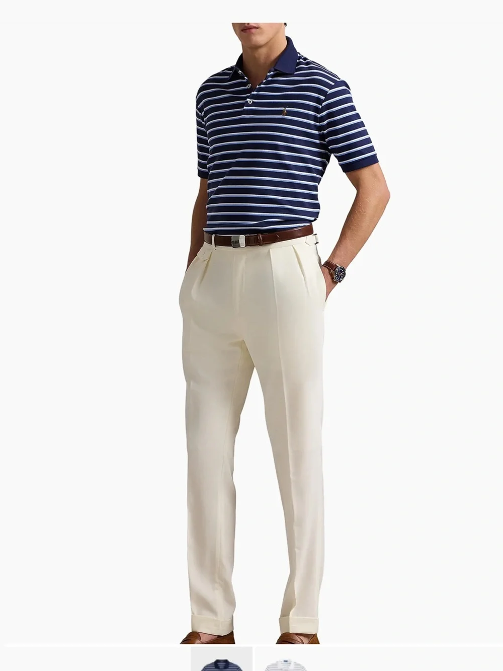 Ralph Lauren Navy and Light Blue Striped Polo Shirt